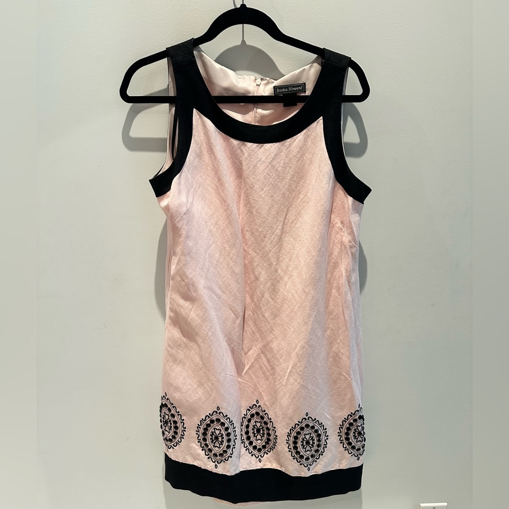 Women's Linen Blend Embellished Shift Dress Size 14